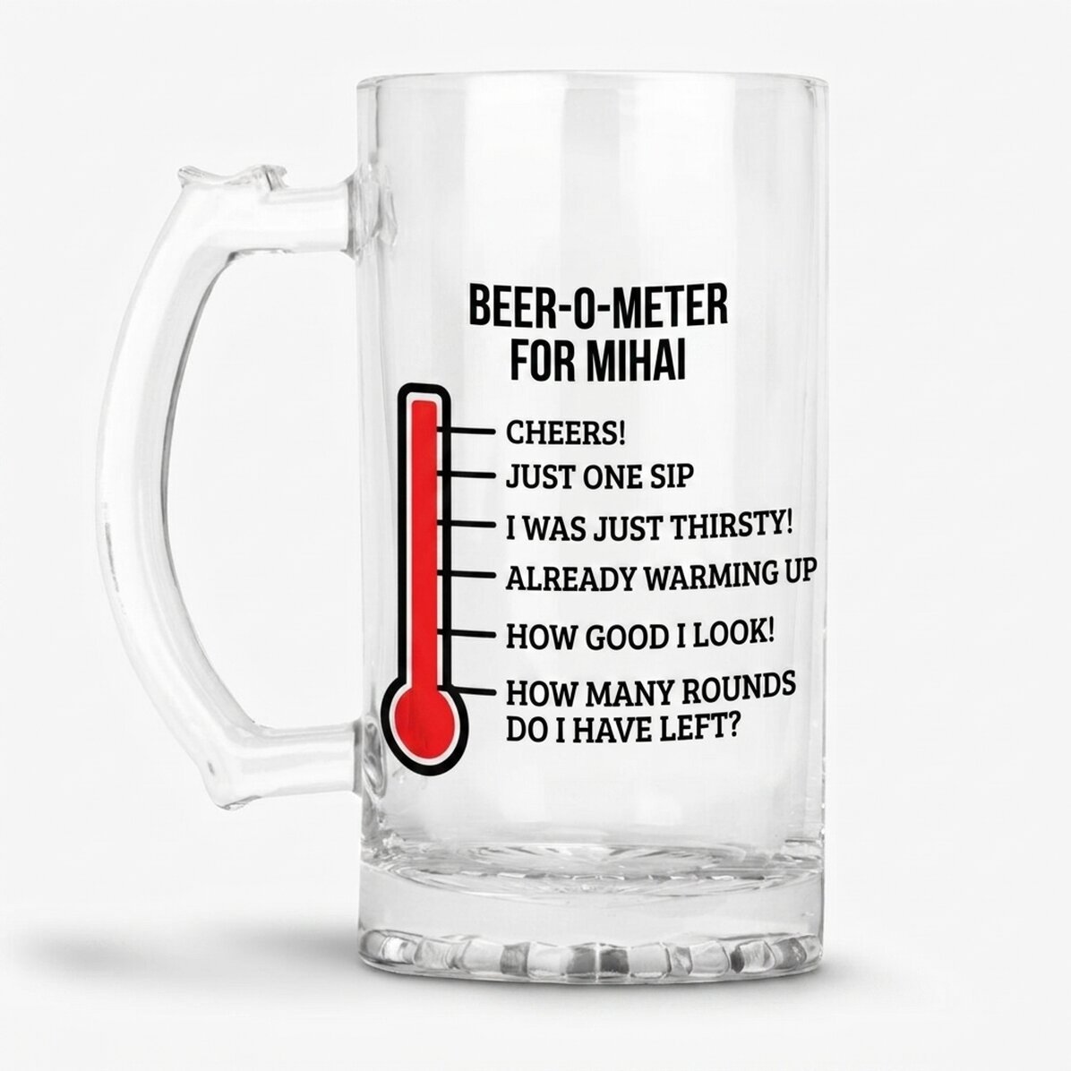 Personalised beer mug with text - Beer-o-meter