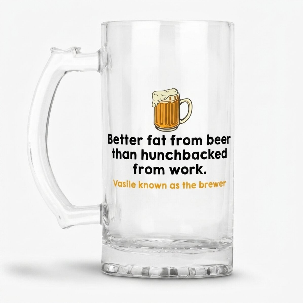 Personalised beer mug with text