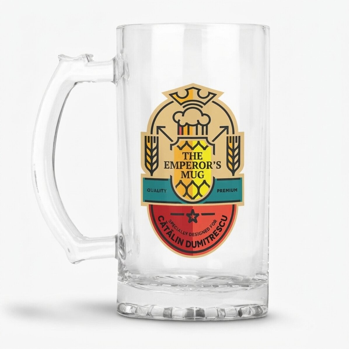 Personalised beer mug with text - The Emperor