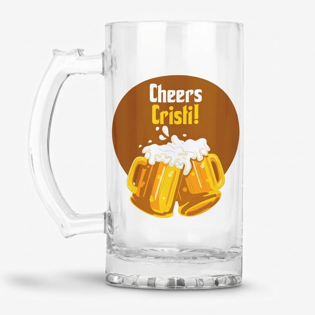 Personalised beer mug with text - Cheers!