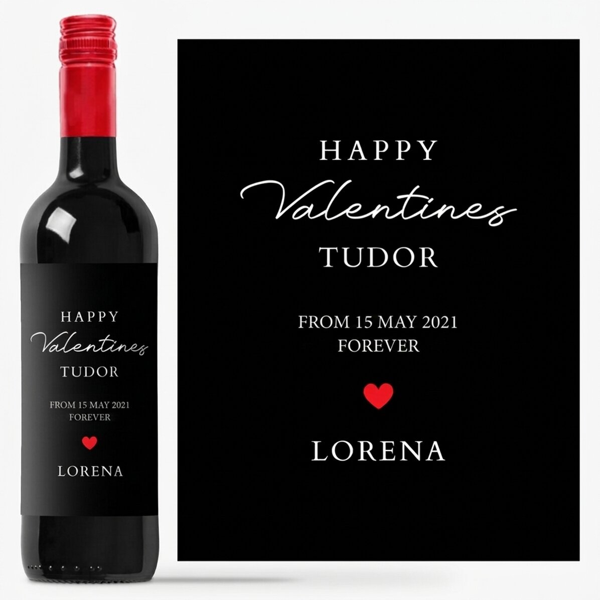 Personalised wine with text