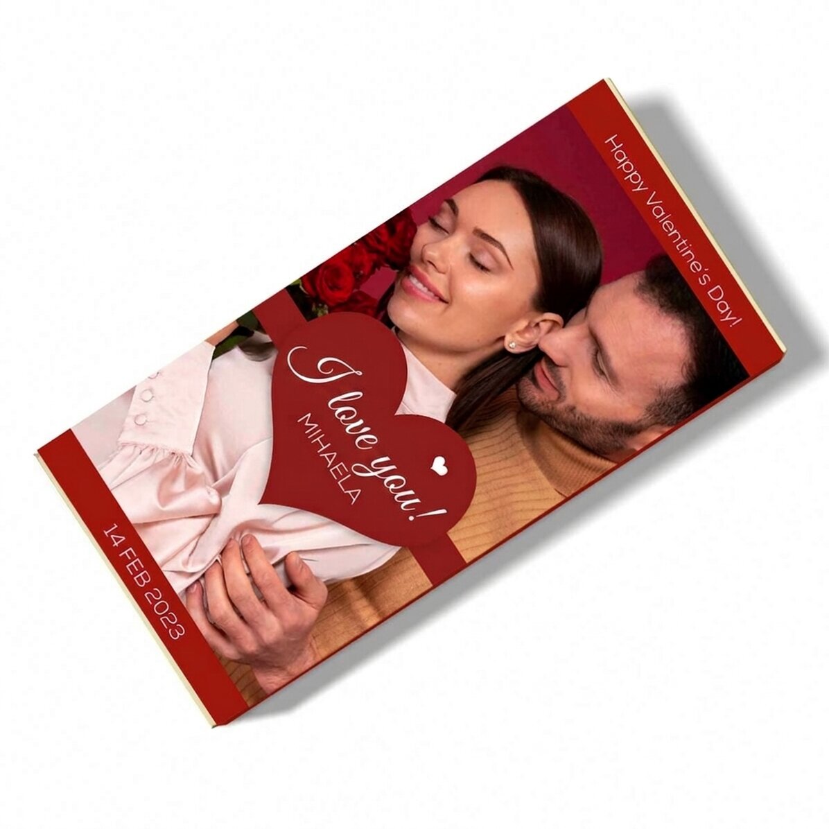 Personalised chocolate with a photo and message - I love you