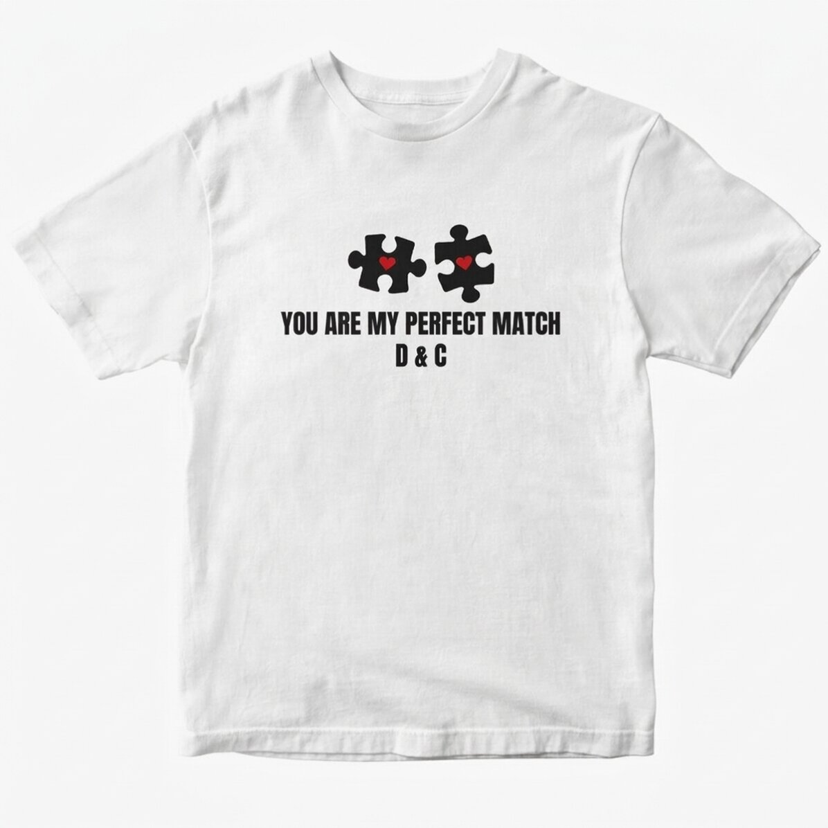 Custom cotton T-shirt with text - Perfect Match