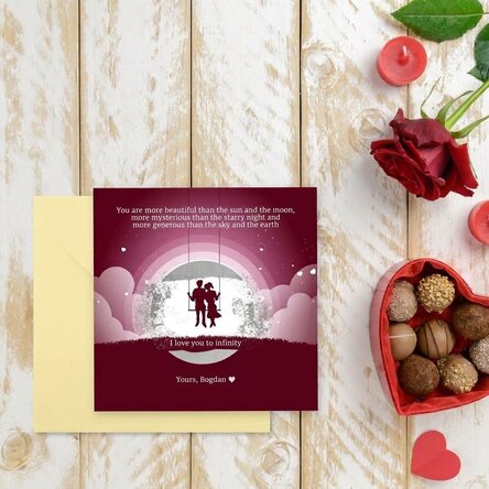 Personalised scratch card with message - Valentine's Day night scene