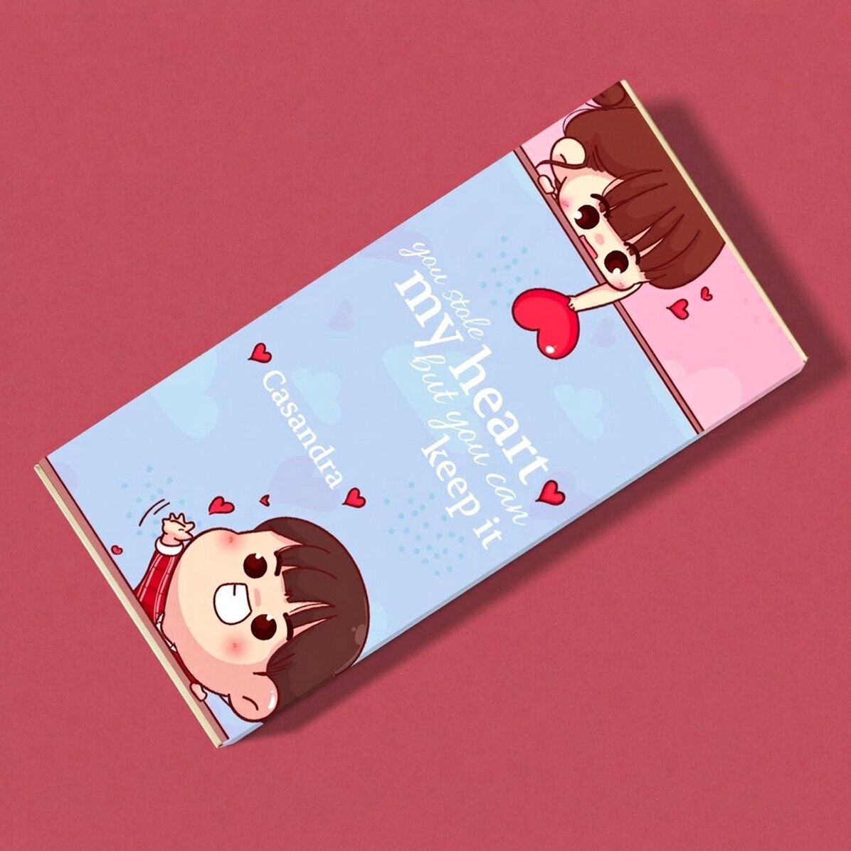 Personalised chocolate with message - You stole my heart
