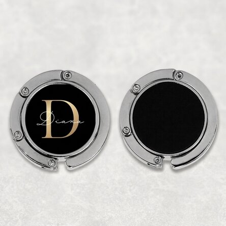 Personalised bag holder for table with name and initial - Gold