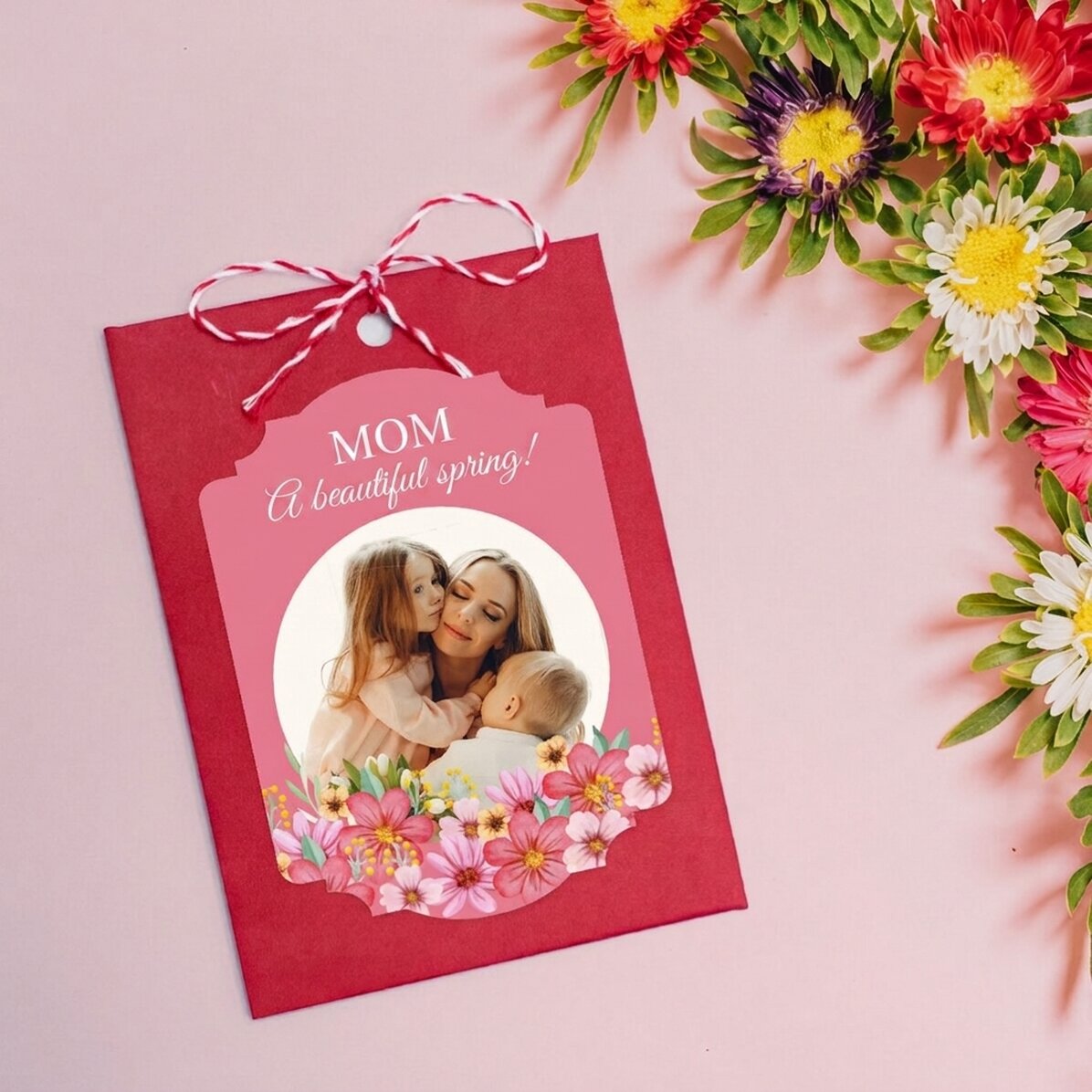 Personalised plantable Martisor with a photo and message - Floral