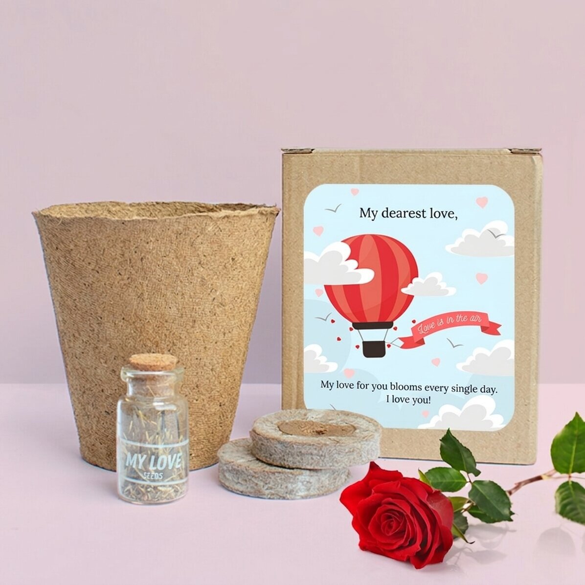 Spring flower planting kit in a personalised box with message - Love is in the air