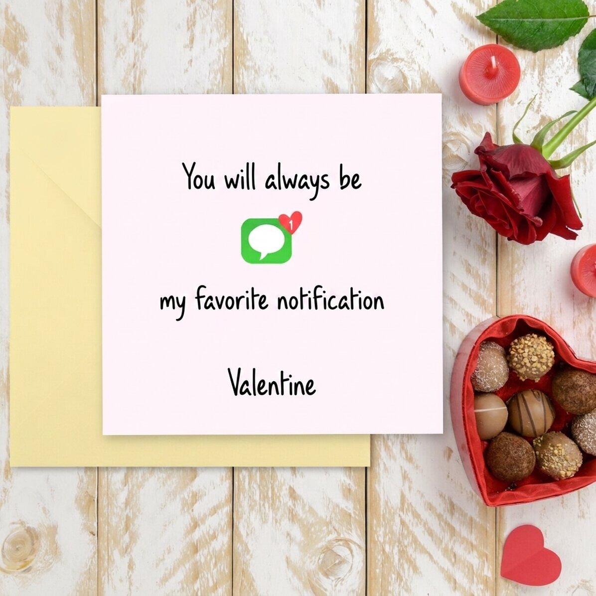Personalised square card for couples - My favourite notification