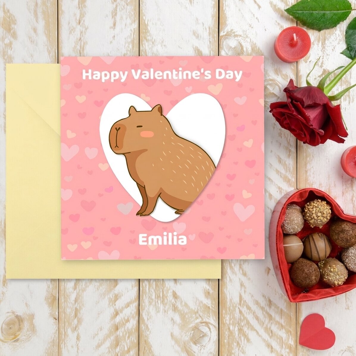 Personalised square card with text - Capybara