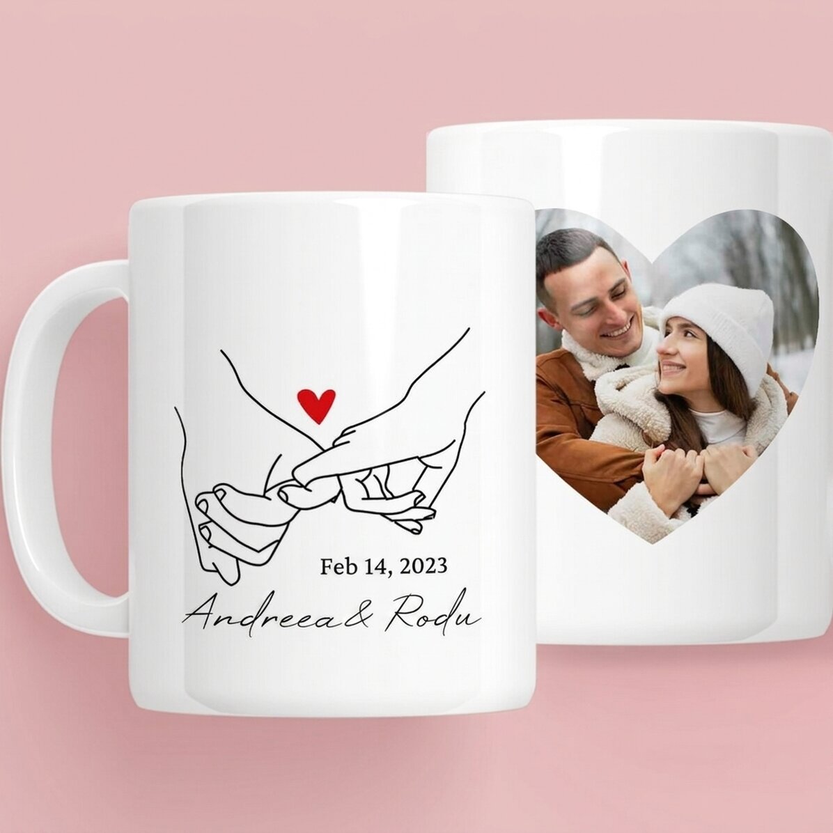 Personalised mug with text and a heart-shaped photo - Promise