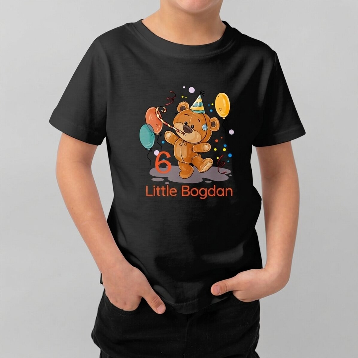 Personalised cotton T-shirt for children with text - Birthday