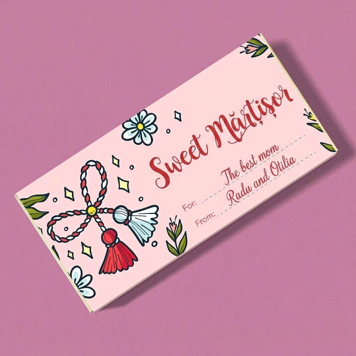 Personalised chocolate with a sweet message
