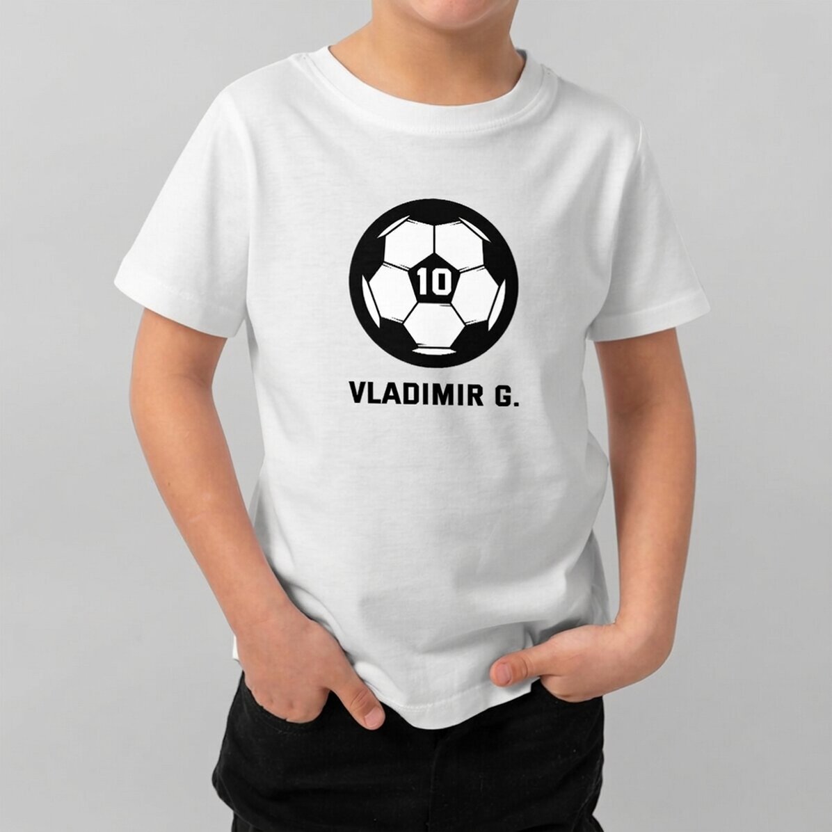 Customised cotton T-shirt for children with text - Football