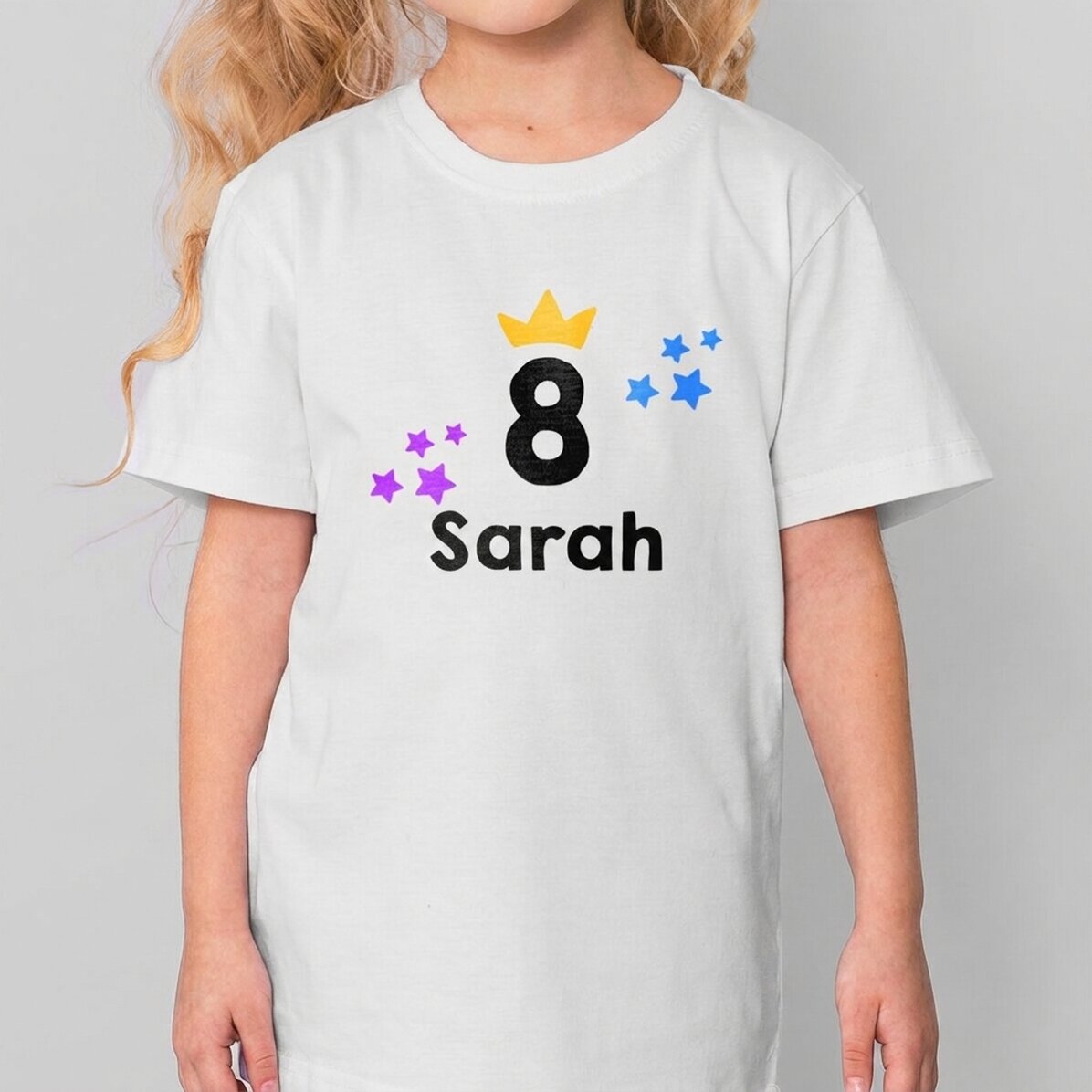 Personalised cotton T-shirt for children with text - Birthday crown