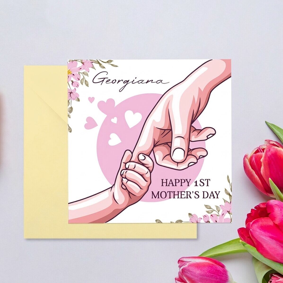 Personalised square card with text - Mum