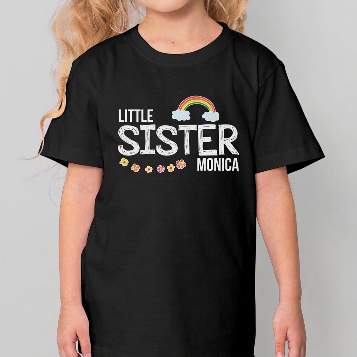 Customised cotton T-shirt for children with text - Sister