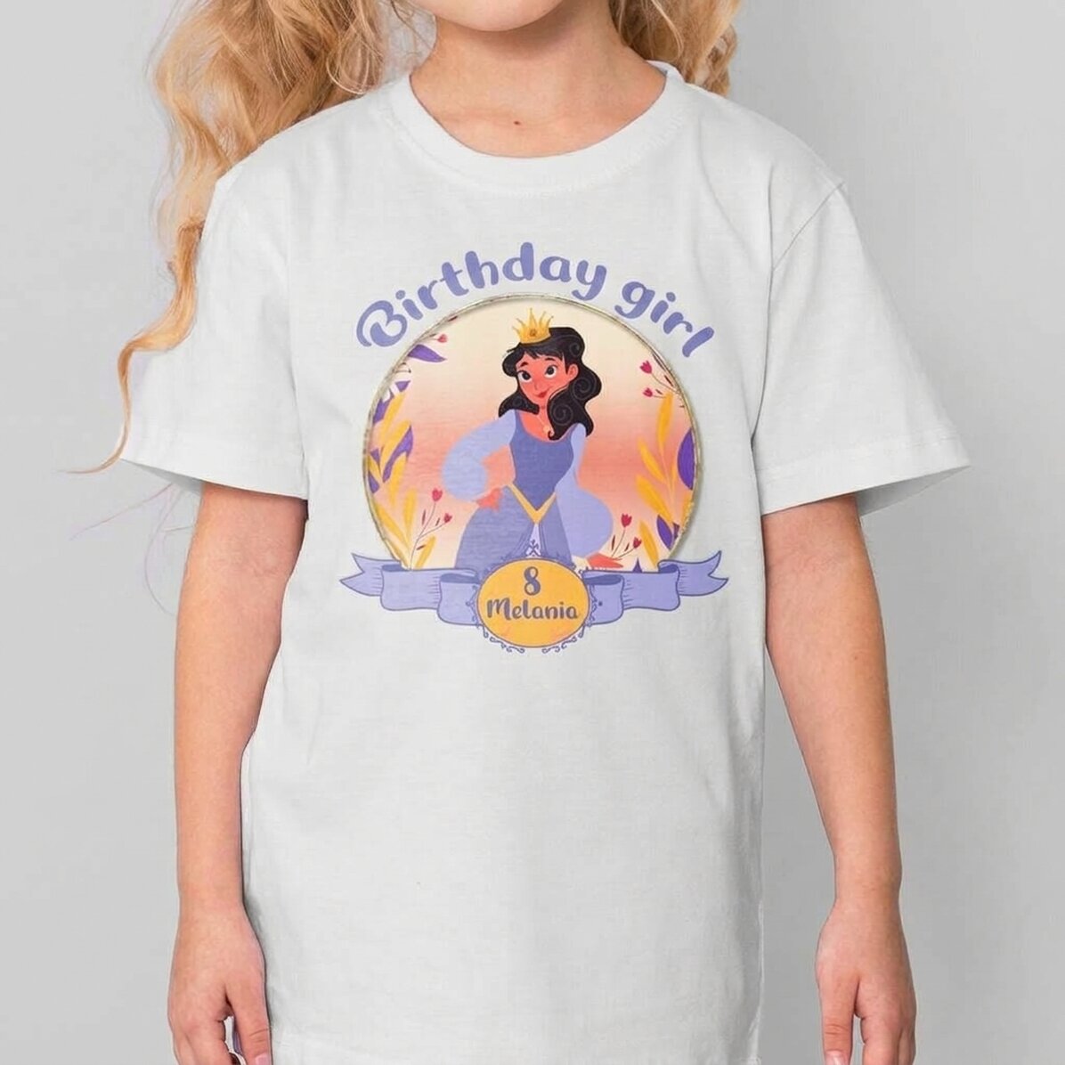 Customised cotton T-shirt for children with text - Birthday princess