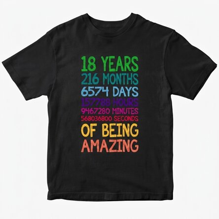 Custom cotton T-shirt with text - 18 years old