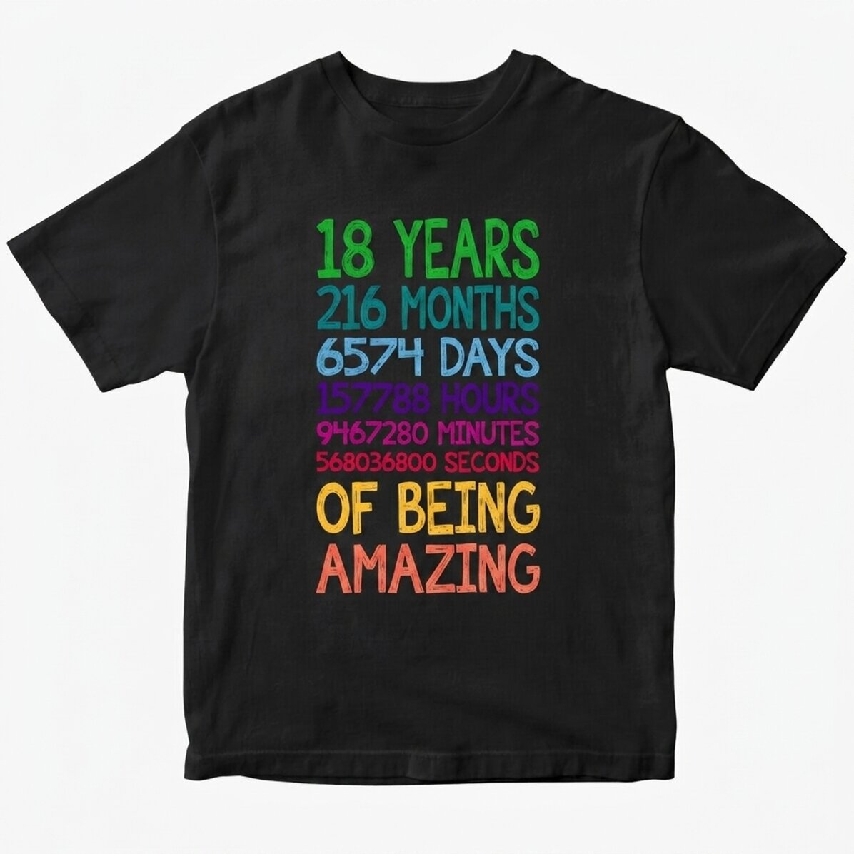 Custom cotton T-shirt with text - 18 years old