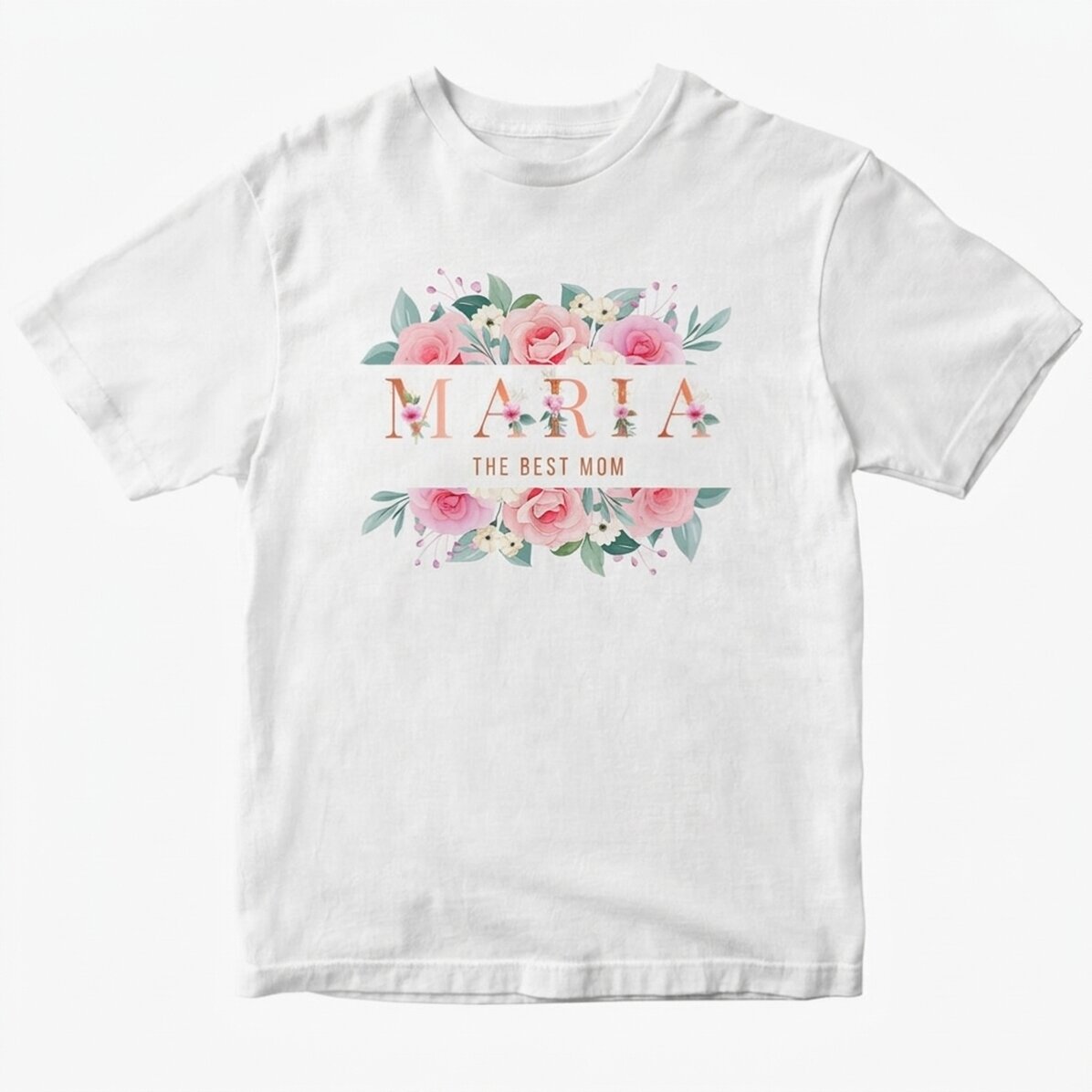 Personalised cotton T-shirt with floral text - Best Mum