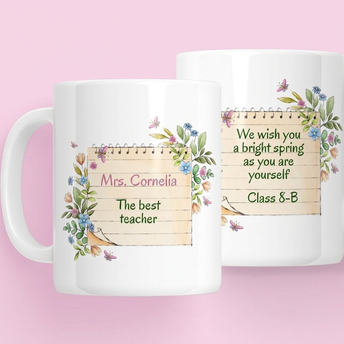 Personalised mug with message for teachers