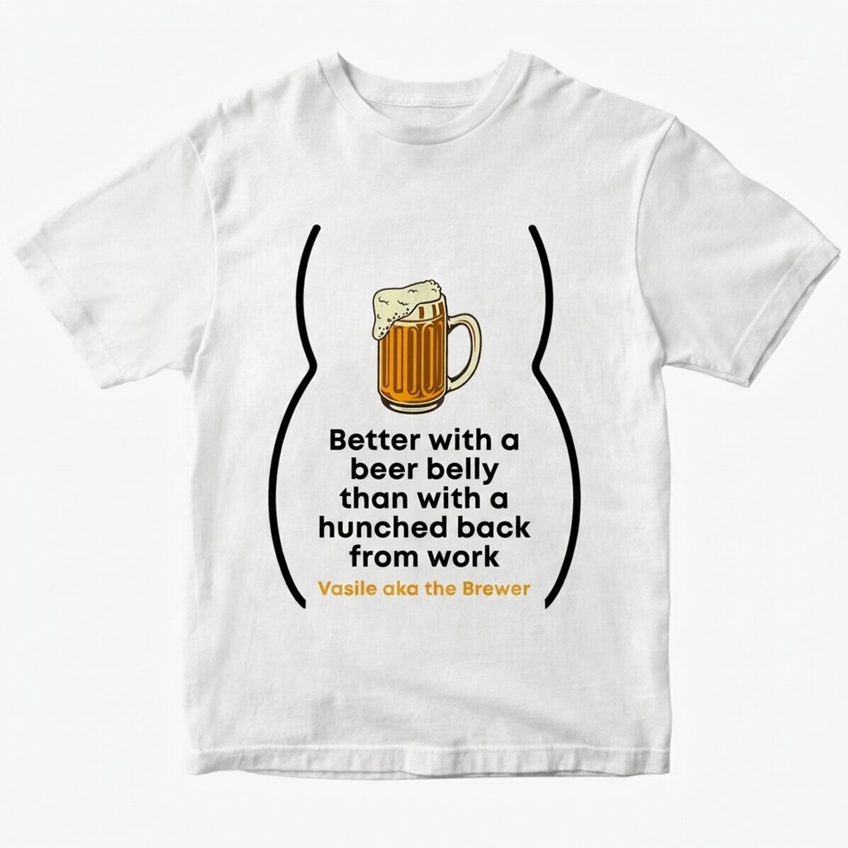 Customised cotton T-shirt with text - Beer belly