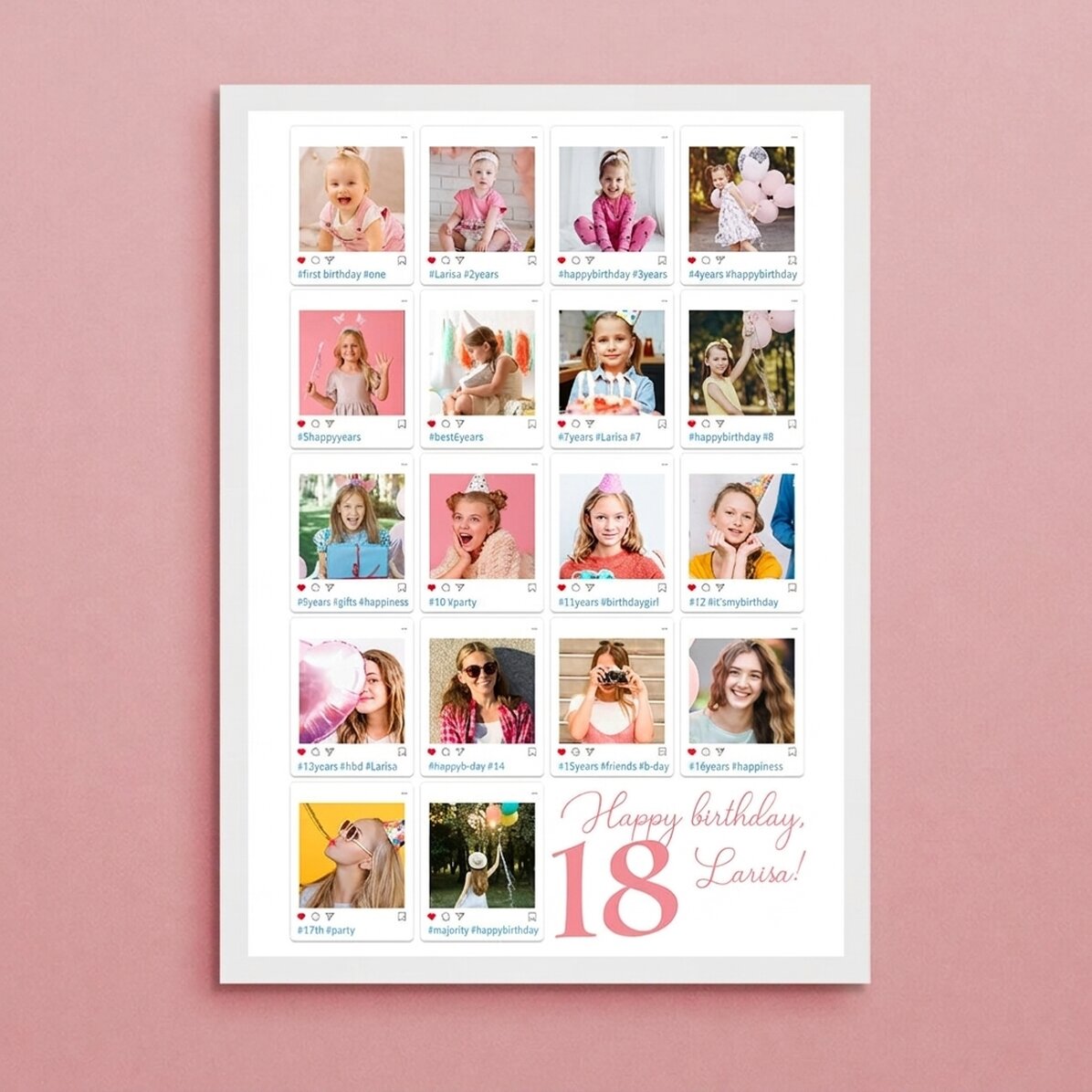 Personalised canvas with 18 photos and message - #Instagram