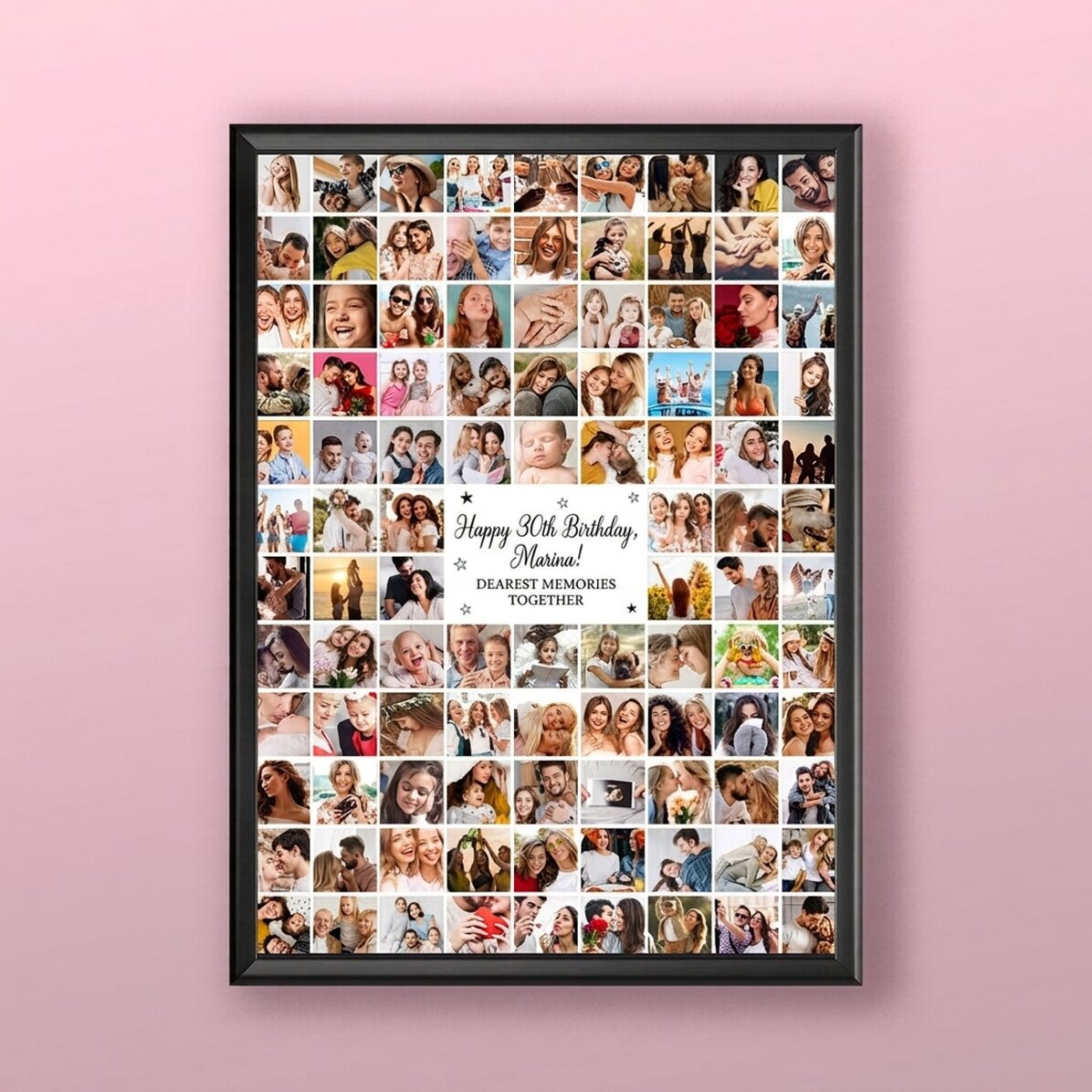 Personalised canvas with 102 photos and message