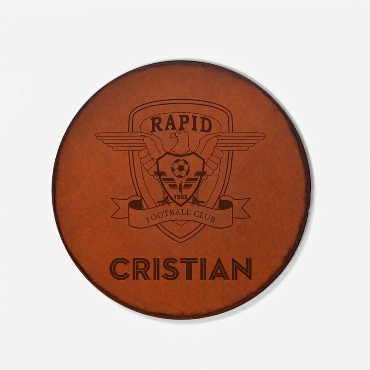 FC Rapid leather cup holder personalised with text - FC Rapid 1923