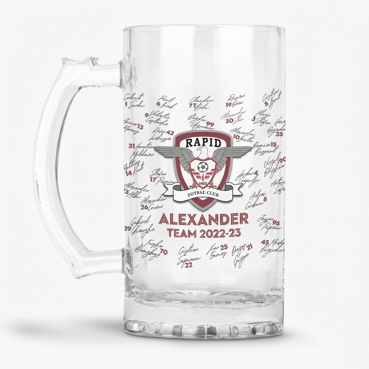 FC Rapid beer mug personalised with text - Team 2022-23