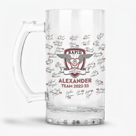 FC Rapid beer mug personalised with text - Team 2022-23