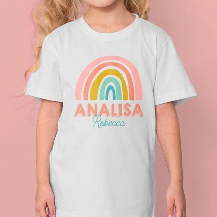 Personalised cotton T-shirt for children with name - Rainbow