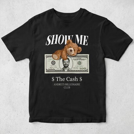 Custom cotton T-shirt with photo and text - Show me the money