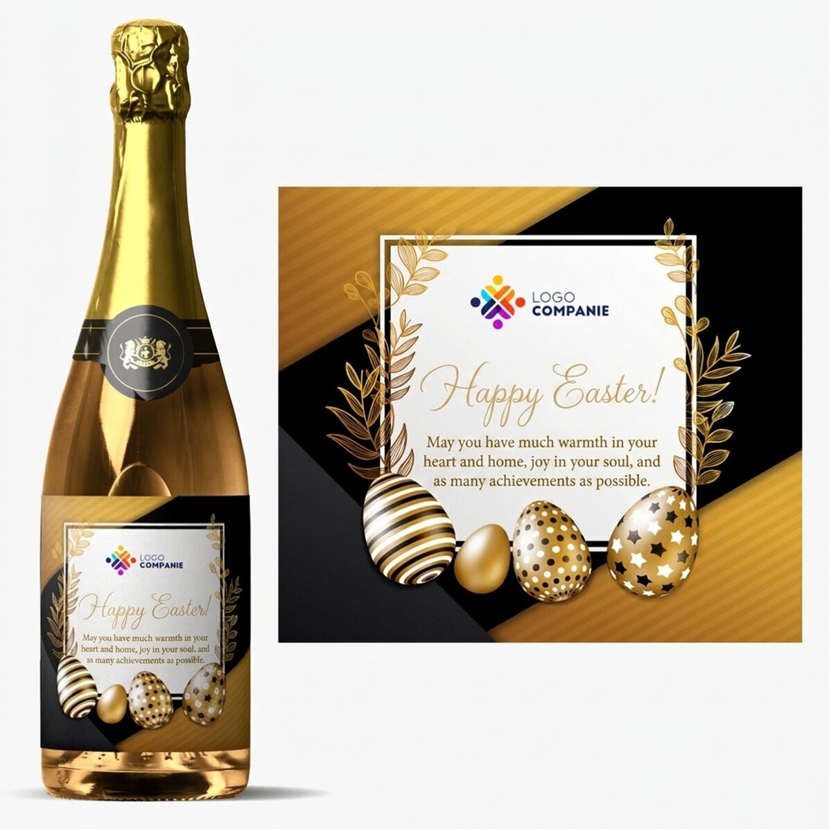 Personalised sparkling wine with logo and message - Happy Easter!