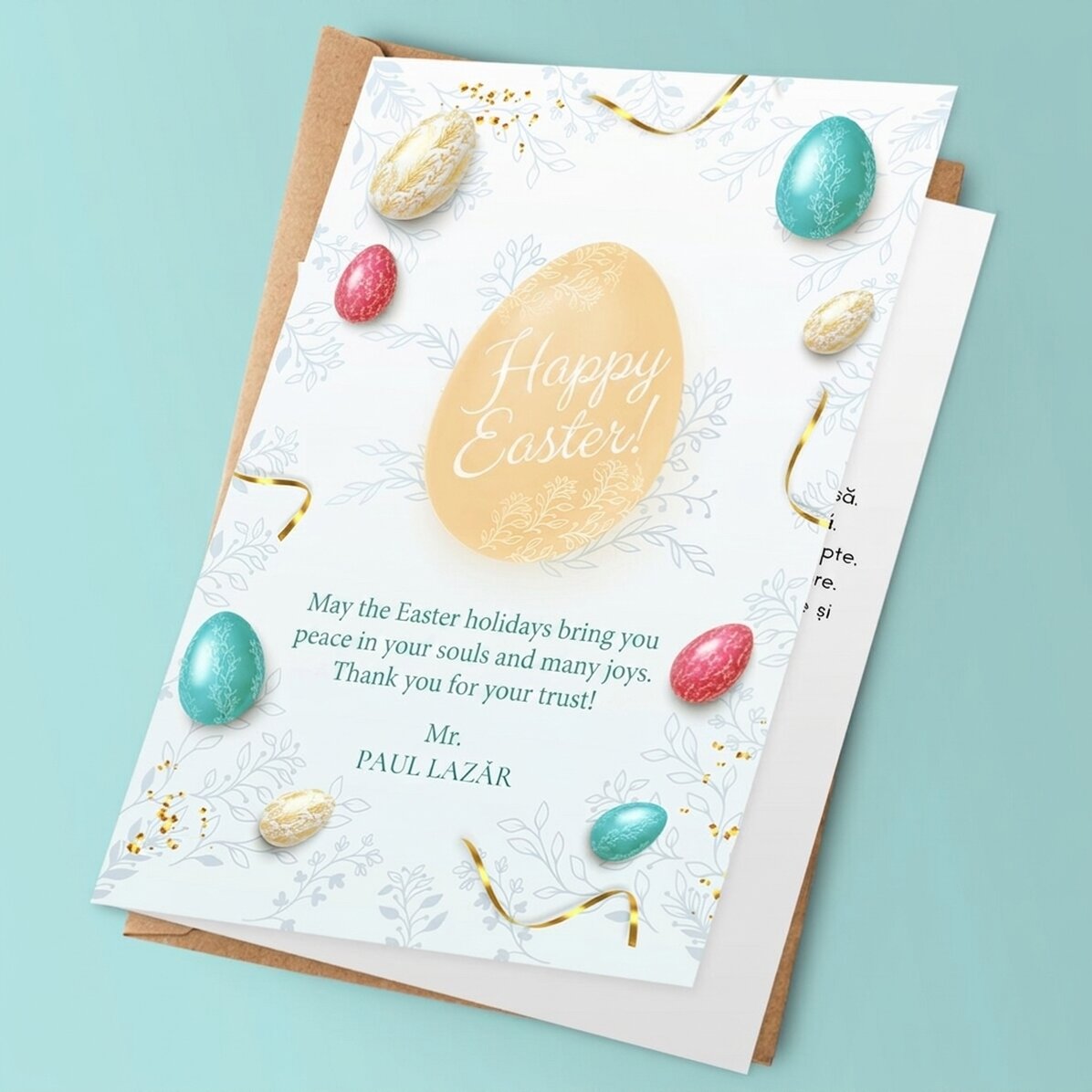 Personalised card with logo and message - Happy Easter!