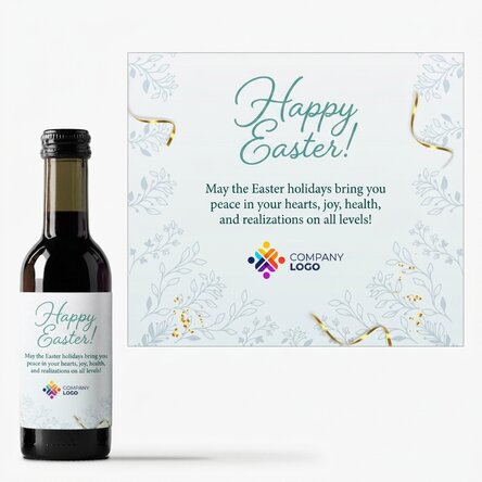 Mini wine bottle personalised with logo and message - Happy Easter!