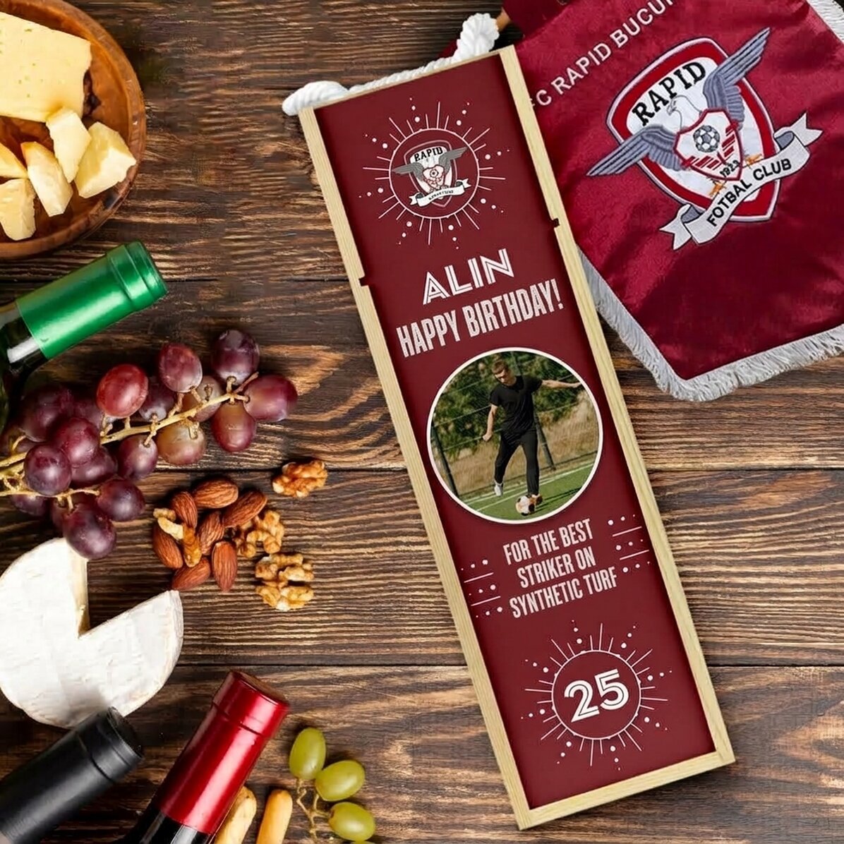 FC Rapid wine box personalised with photo and message - Happy Birthday