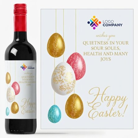 Personalised wine with logo and message - Happy Easter