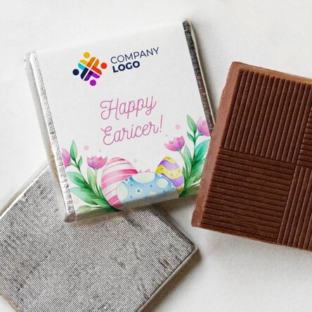 Personalised mini chocolate with logo and message - Happy Easter!