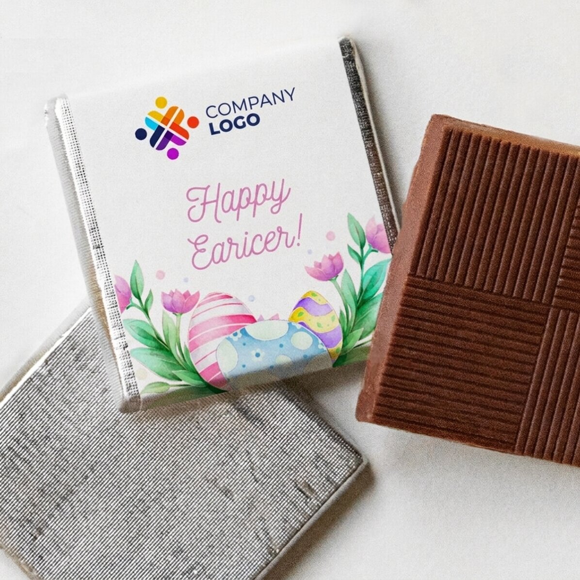 Personalised mini chocolate with logo and message - Happy Easter!