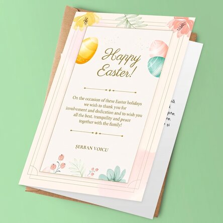Personalised card with logo and Easter message