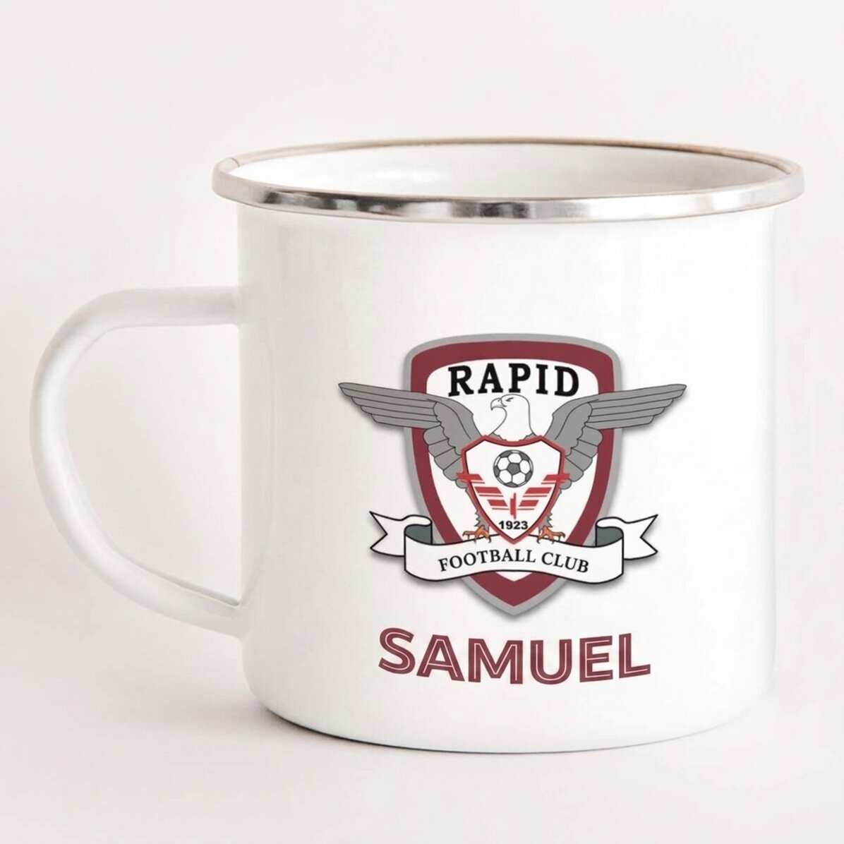 FC Rapid enamel metal mug personalised with text