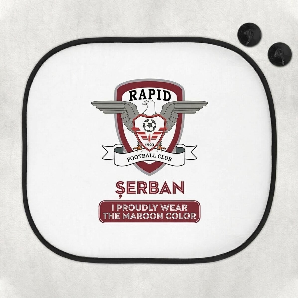 FC Rapid customised car sunshade with text - Port with burgundy colour