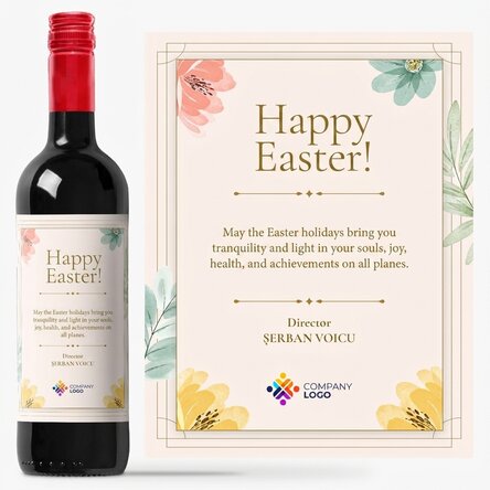Personalised wine with message and logo - Happy Easter!