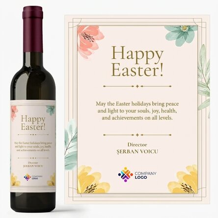 Personalised wine with message and logo - Happy Easter!