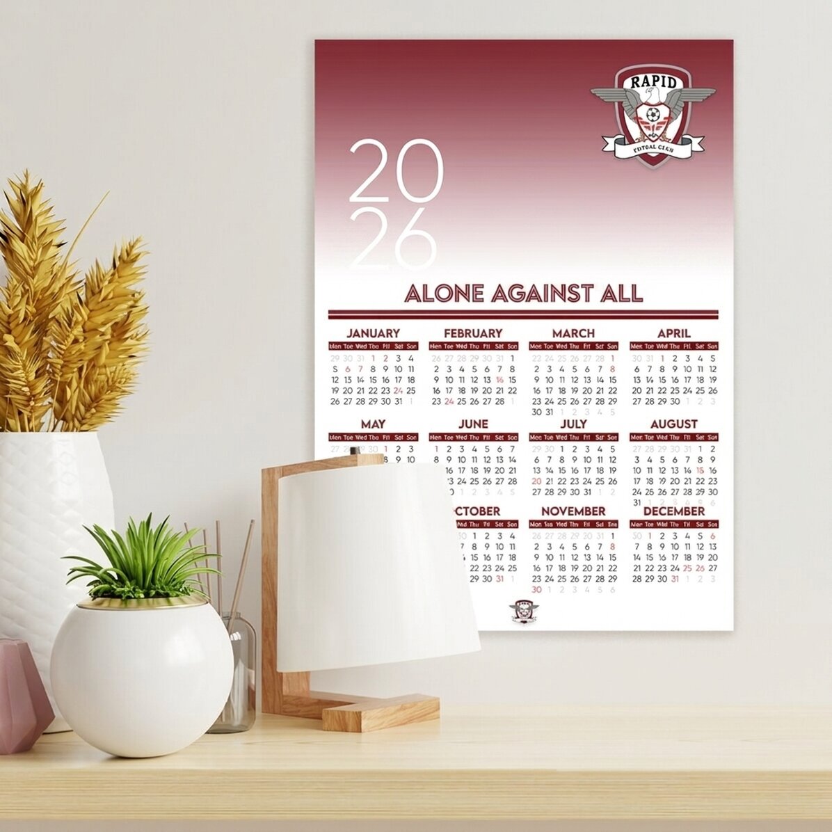 FC Rapid calendar poster personalised with text - Alone against all