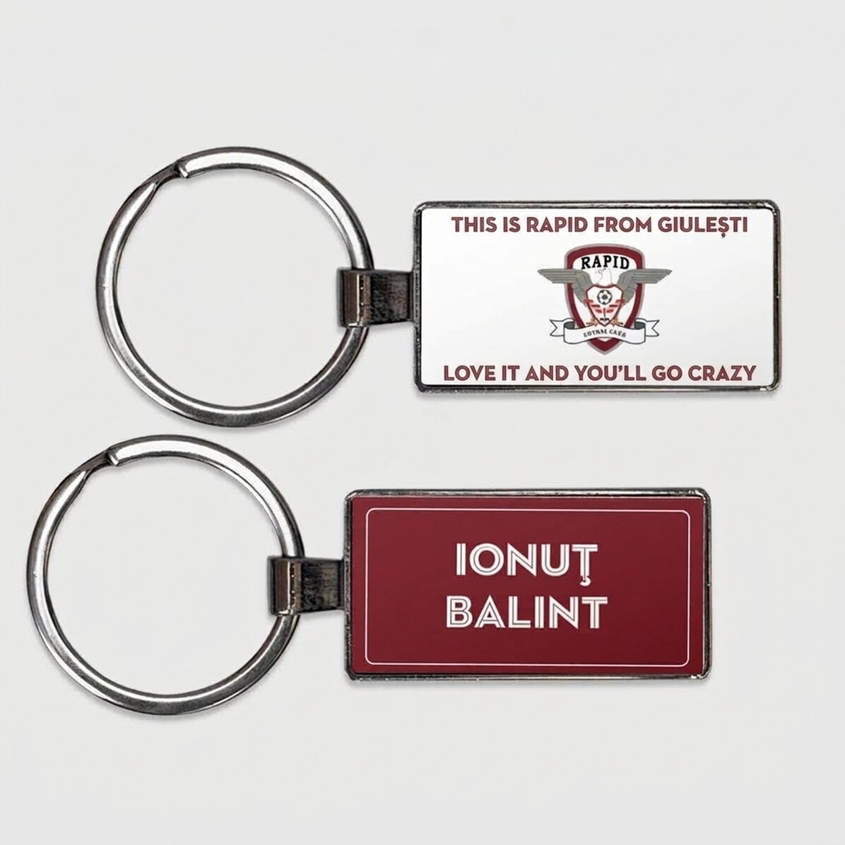 Personalised FC Rapid keyring with text - Rapidul din Giulesti