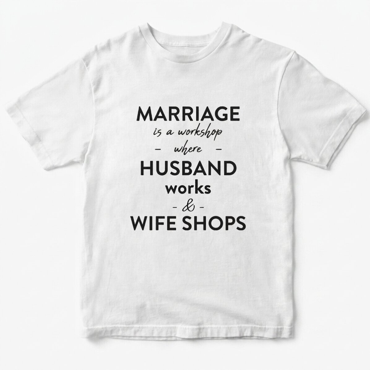 Personalised cotton T-shirt with text about marriage