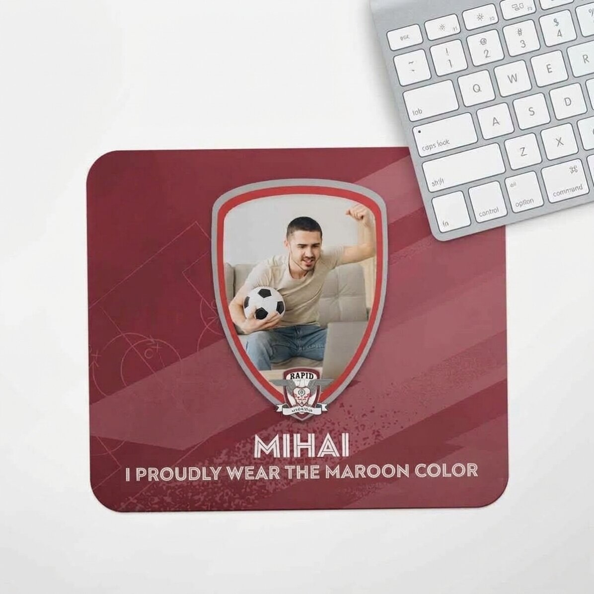 FC Rapid mouse pad customised with photo and text